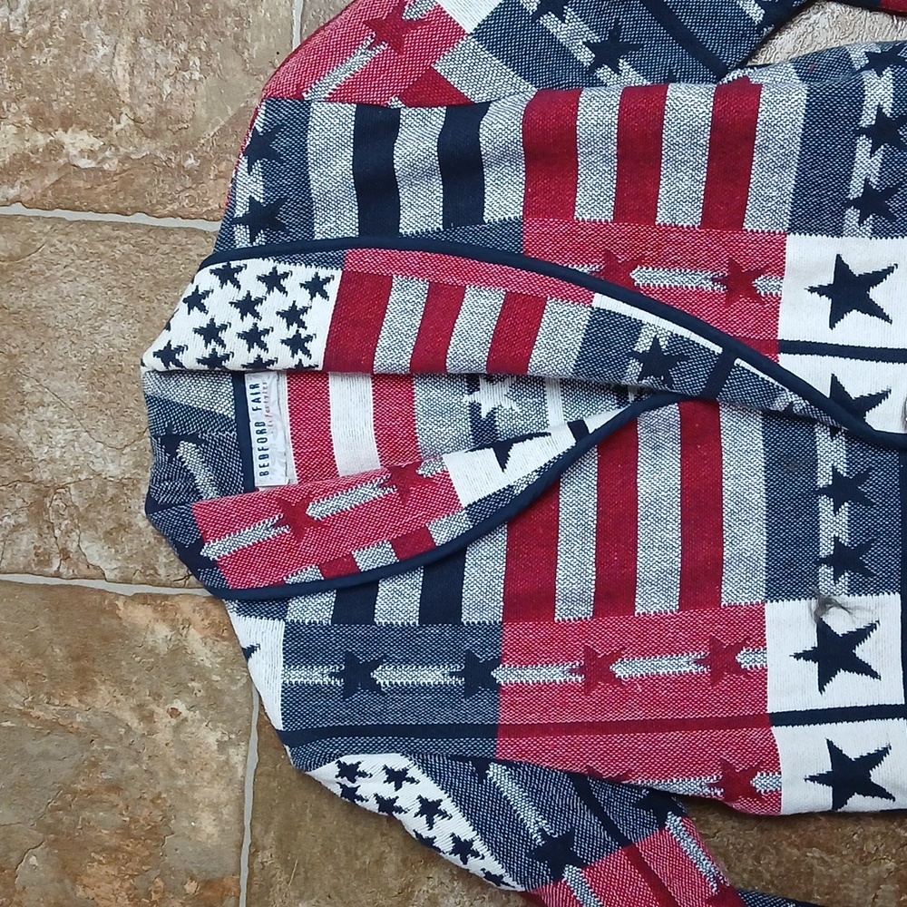 EUC Bedford Fair American Patriotic Star and Stripe Tapestry Blazer Size SP - Picture 4 of 6